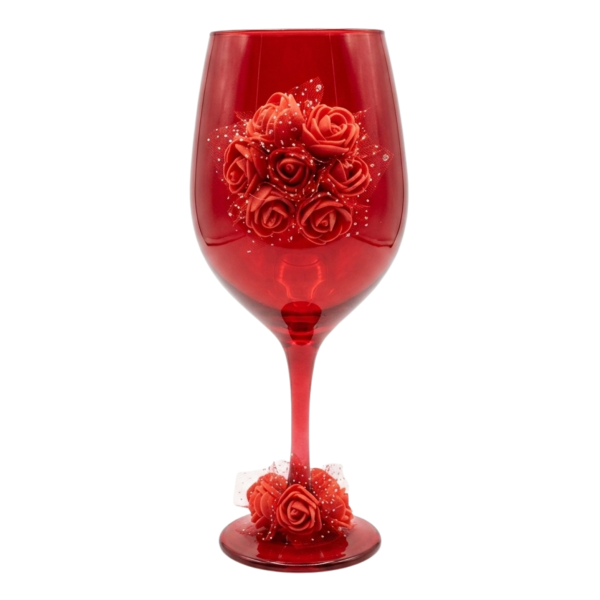 Taça Vidro Pomba Gira Vermelho Rosas Umbanda Candomblé 490ml